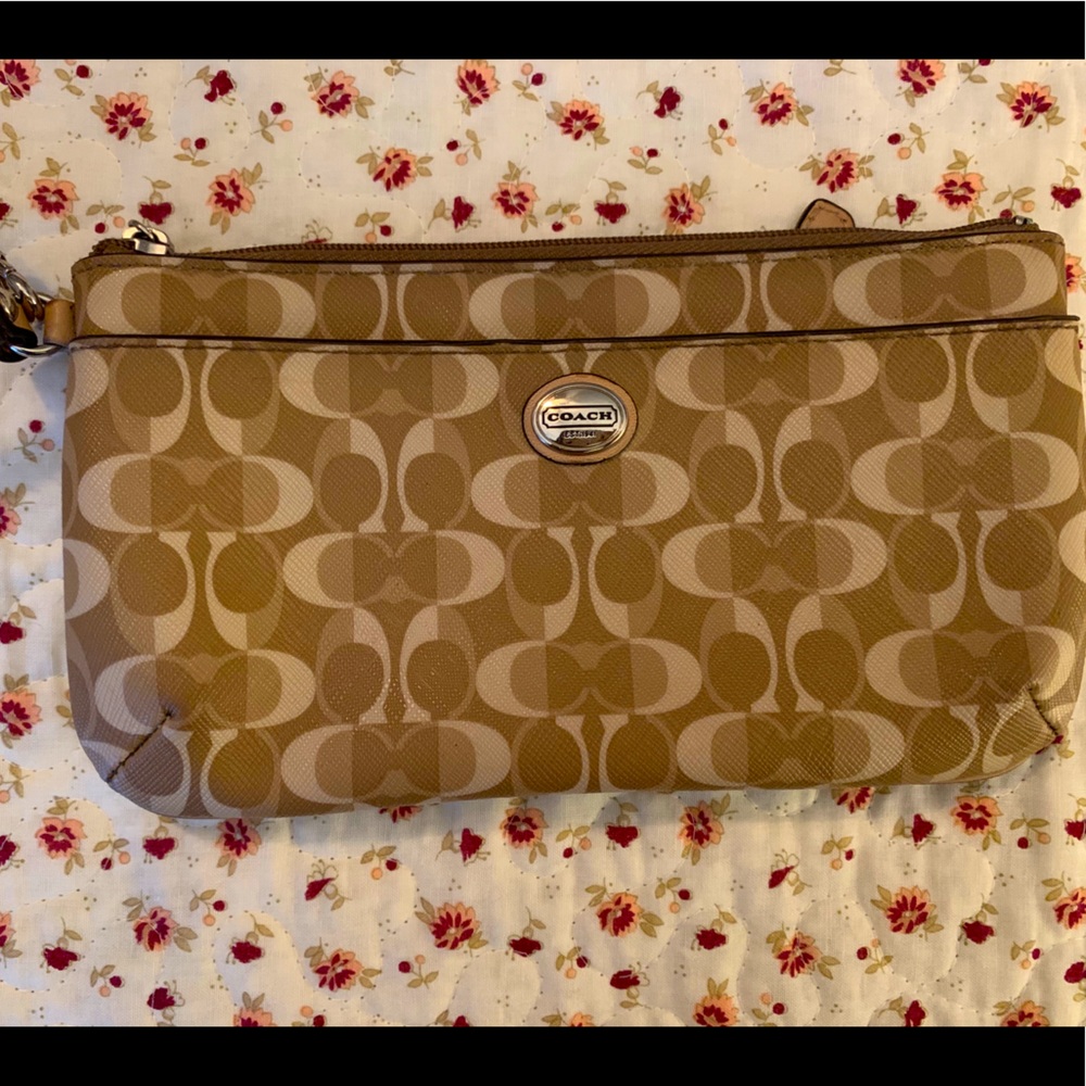 Coach Leather Wristlet with front pocket